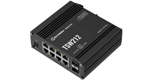 Teltonika — Teltonika TSW212 DIN Rail Mountable Managed Switch with 8 x 1Gbps ETH-ports and 2 x SFP