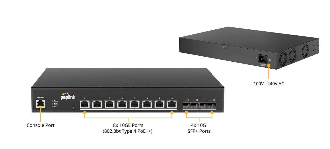 Peplink — Peplink SD Switch 8, 10G, 8xBT, 720W
